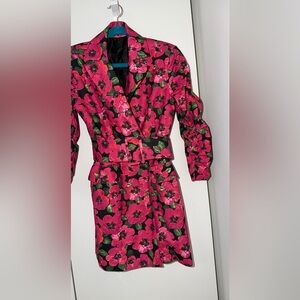 Pink Floral Belted blazer